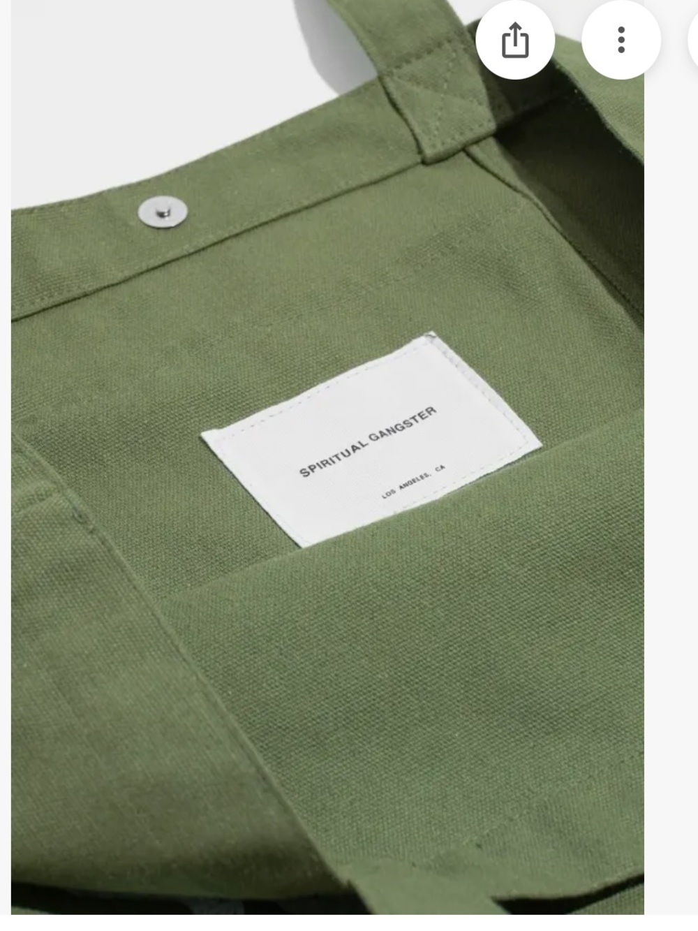Spiritual Gangster Olive Green 'Locally Sourced' Canvas Tote - Picture 3 of 3